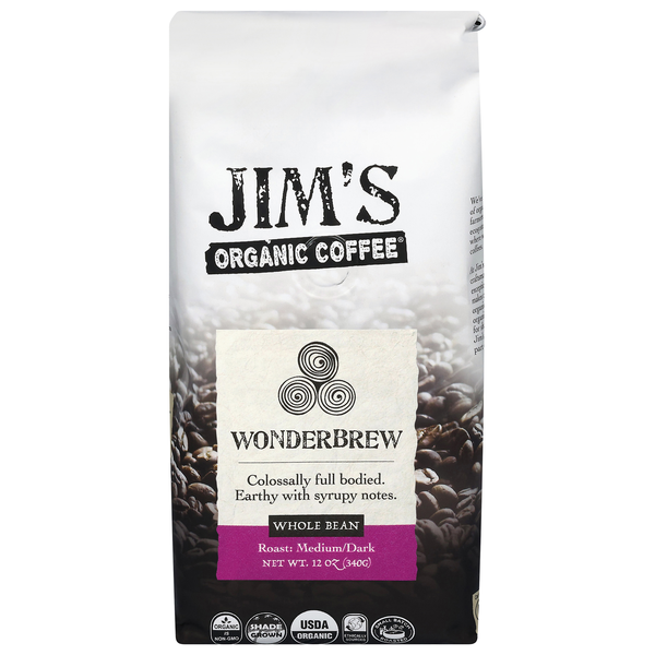 Jim's Organic Wonderbrew Medium/Dark Roast Whole Bean Coffee