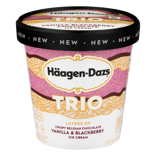 Save on HaagenDazs Trio Crispy Belgian Chocolate Vanilla &amp; Blackberry