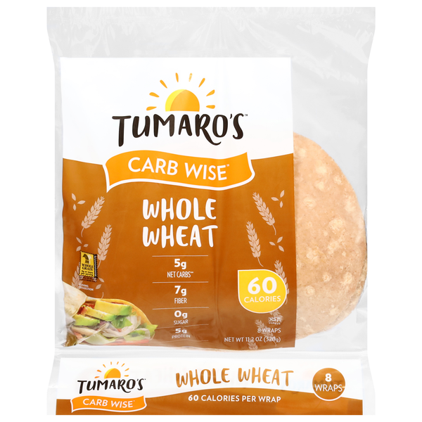 Save on Tumaro's Carb Wise Whole Wheat Wraps 8 ct Order Online