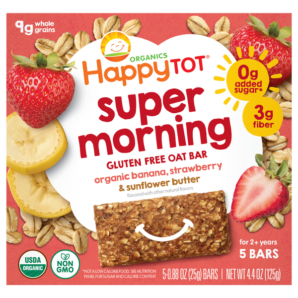 Happy Tot Organics Super Foods Banana Strawberry Sunflower Oat Bars - 5 ct