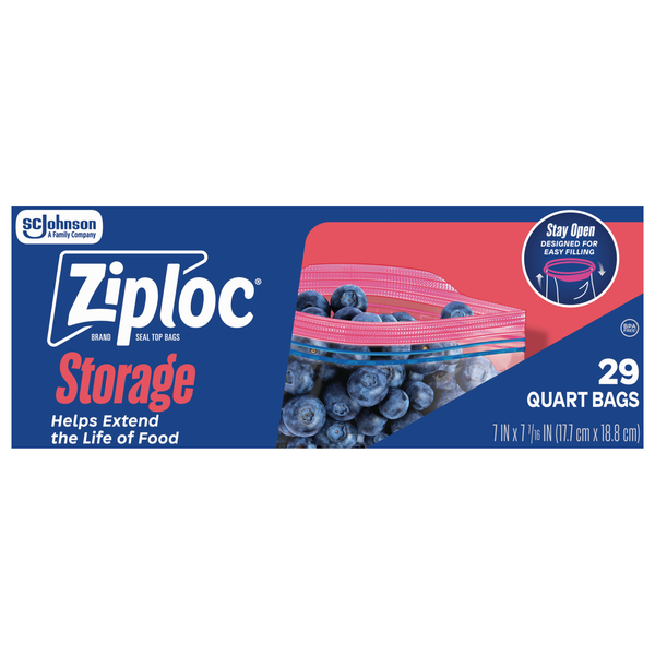 Ziploc Stay Open Design Quart Storage Bags