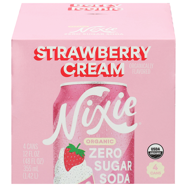 Nixie Organic Zero Sugar Strawberry Cream Soda - 4 pk