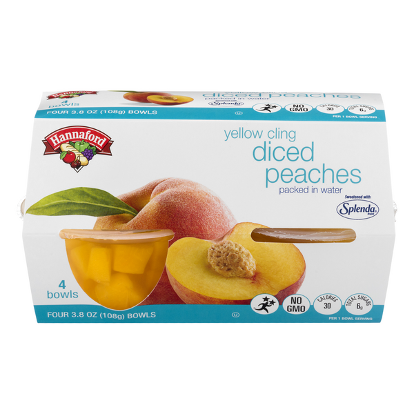 Hannaford Diced Yellow Cling Peaches Fruit Cups with Splenda - 4 ct