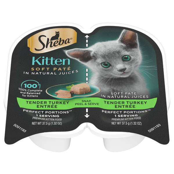 SHEBA Soft Pate Premium Tender Turkey Entree Kitten Food - 2 ct