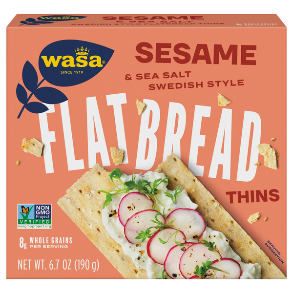 Wasa Sesame & Sea Salt Swedish Style Flatbread Thins Crackers