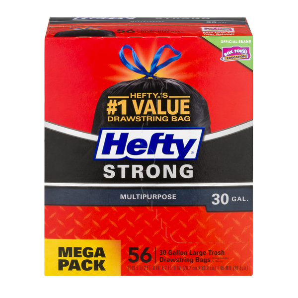 Save on Hefty Strong Multipurpose Trash Bags Drawstring Large 30 Gallon