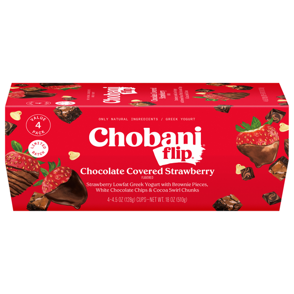 Chobani Flip Low Fat Chocolate Covered Strawberry Greek Yogurt - 4 ct