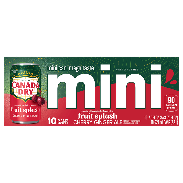Canada Dry Mini Fruit Splash Cherry Ginger Ale Soda - 10 pk