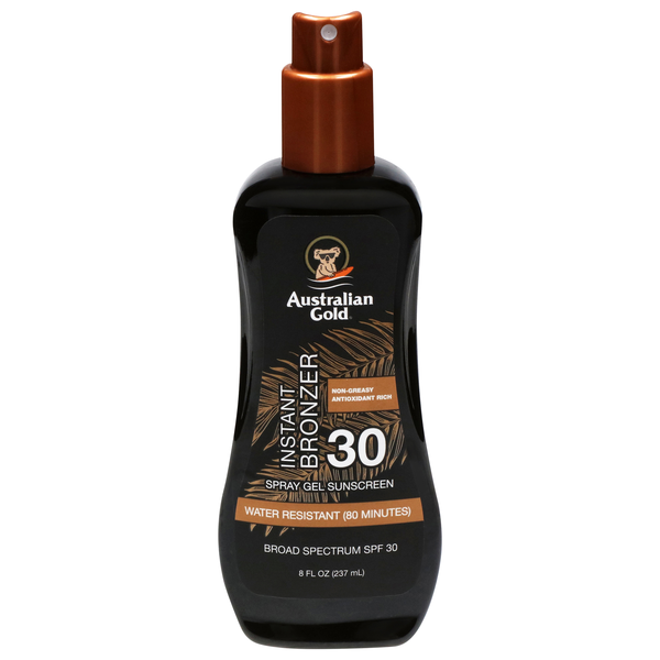 Australian Gold Spray Gel Sunscreen 30 SPF with Instant Bronzer