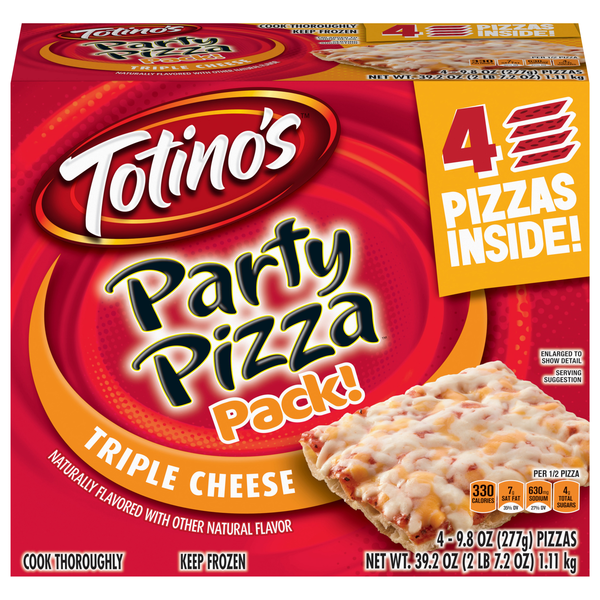 Totino's Triple Cheese Party Pizza Pack! - 4 ct Frozen