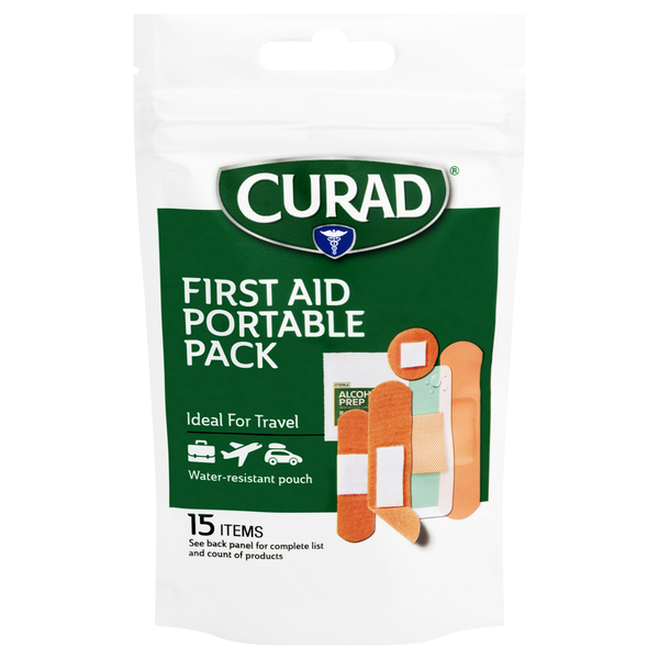 Curad First Aid Portable Pack - 15 ct