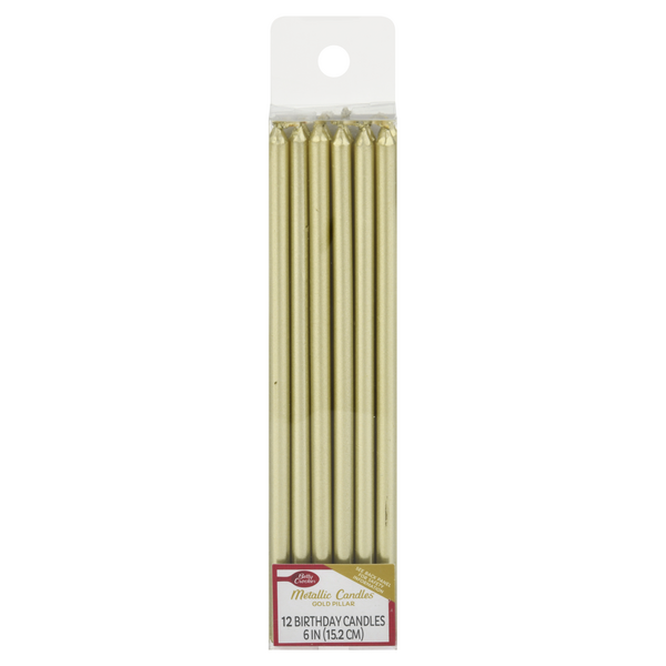 Betty Crocker Metallic Gold Pillar Birthday Candles 6 Inch