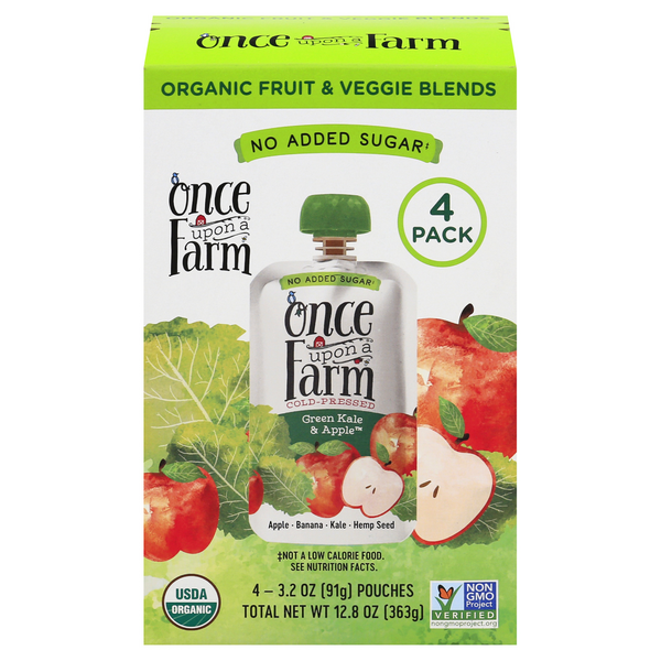 Once Upon A Farm Organic Snack Pouches Green Kale & Apple - 4 ct