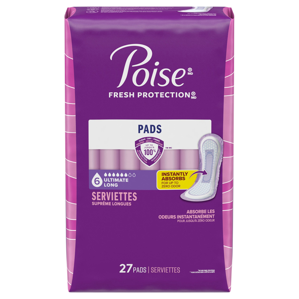 Poise Fresh Protection Incontinence Pads Ultimate Long Length
