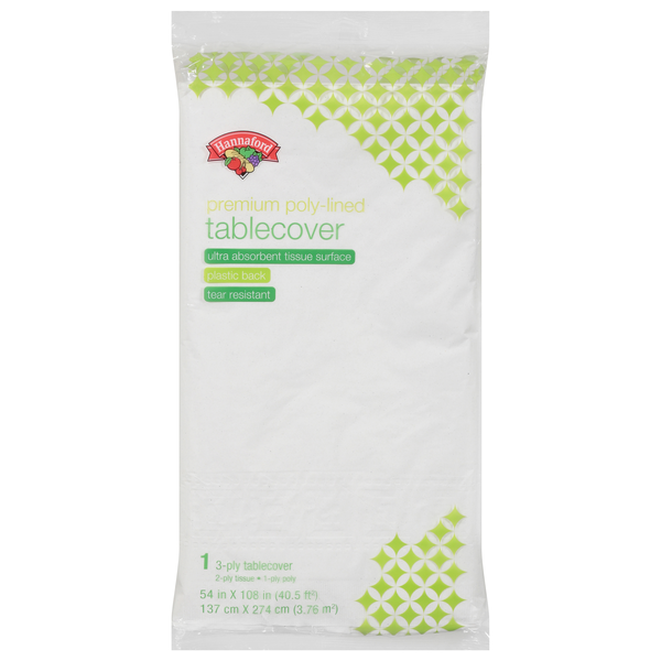 Hannaford Premium Poly-Lined 3-Ply Tablecover 54 X 108 Inches