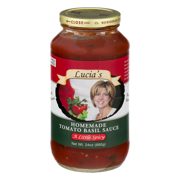 Save on Lucia's Homemade Pasta Sauce A Little Spicy Tomato Basil Order