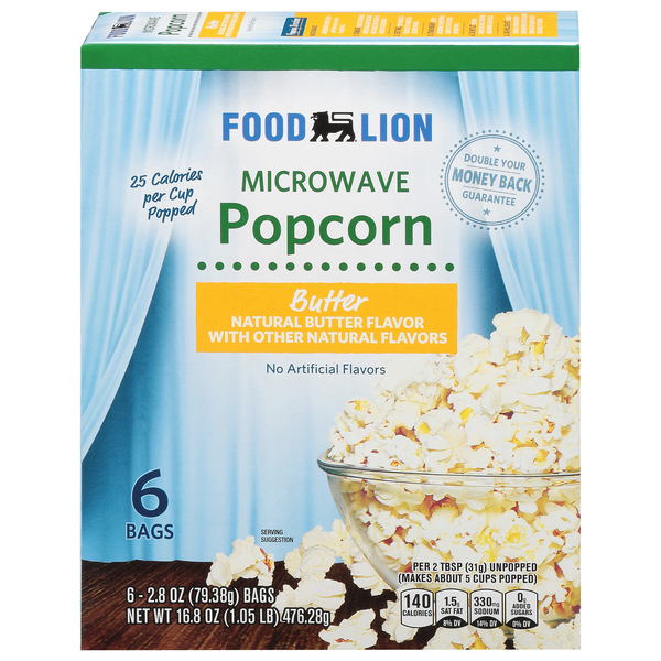 Food Lion Butter Microwave Popcorn - 6 ct