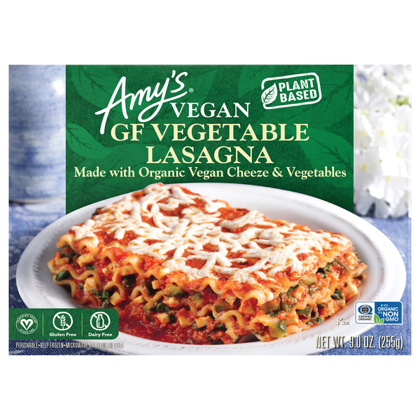 Amy's Organic Vegan GF Vegetable Lasagna Plant-Based Frozen Meal