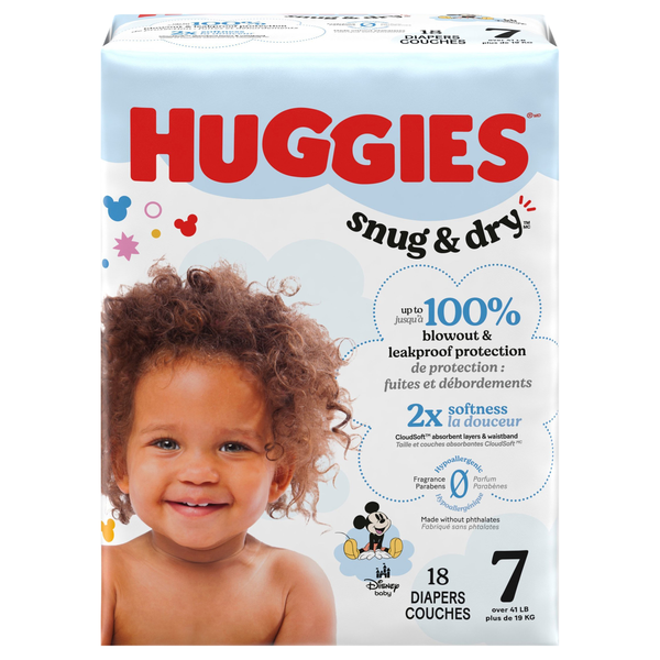 Huggies Snug & Dry Size 7 Baby Diapers 41+ lb