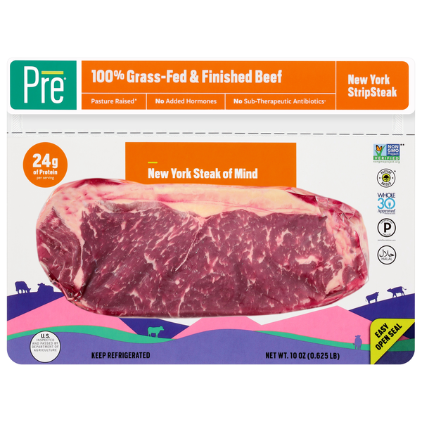 PRE Grass-fed Beef New York Strip Steak Fresh