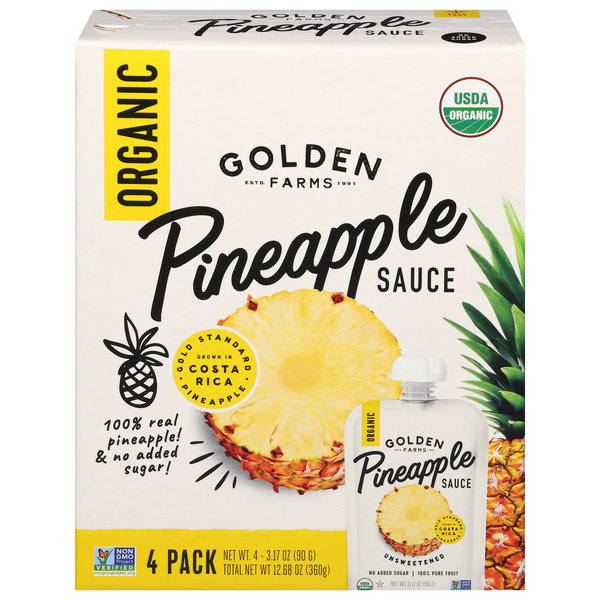 Golden Farms Organic Pineapple Sauce Pouches - 4 ct