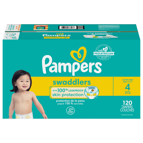 Pampers Swaddlers Size 4 Baby Diapers 22-37 lb