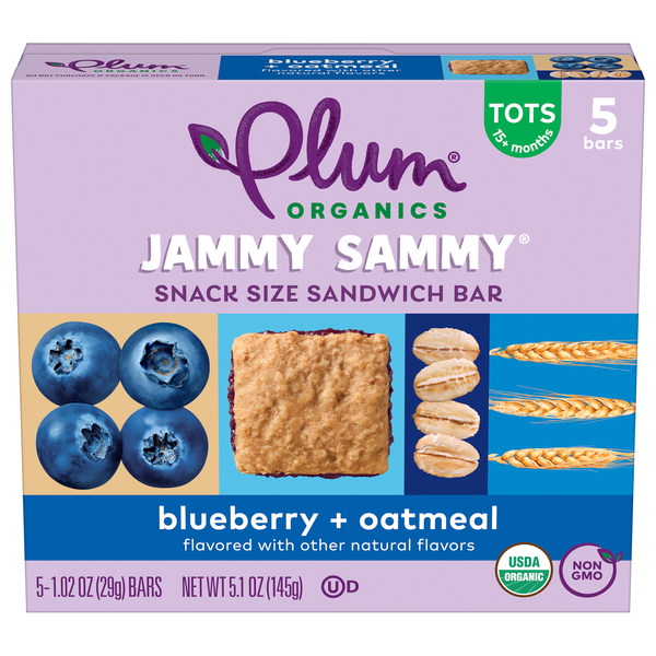 Plum Organics Tots Jammy Sammy Blueberry & Oatmeal Sandwich Bars - 5 ct