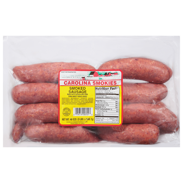 Carolina Smokies Smoked Sausage - apx 14 ct