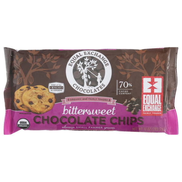 Equal Exchange Organic Bittersweet Chocolate Baking Morsel Chips 70% Cacao