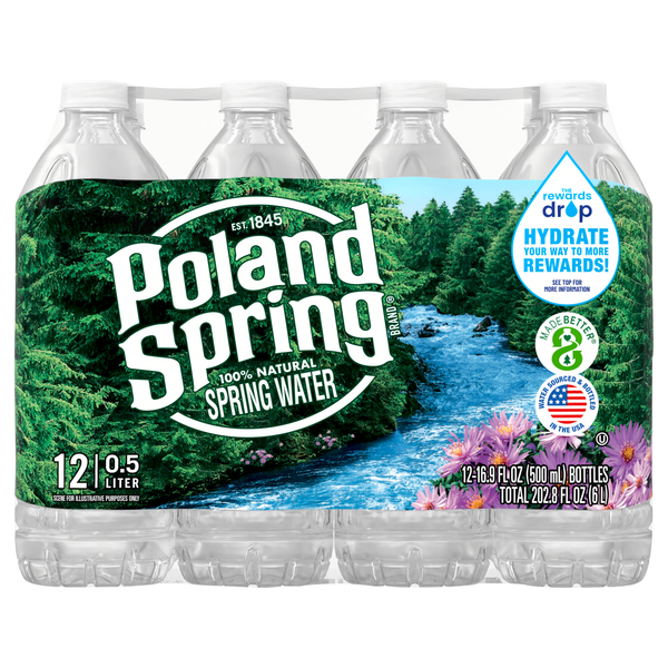 Poland Spring 100% Natural Spring Water - 12 pk