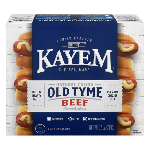 Kayem Natural Casing Old Tyme Beef Frankfurters - 16 ct