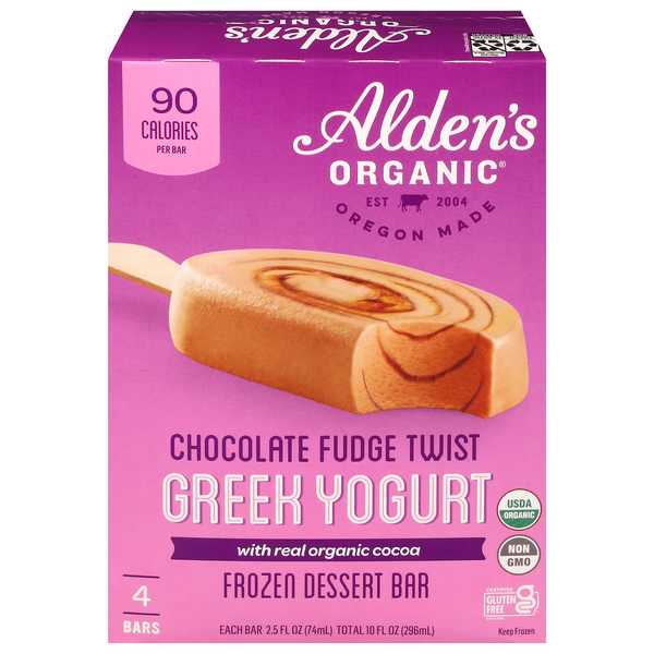 Alden's Organic Chocolate Fudge Twist Greek Yogurt Dessert Bars - 4 ct