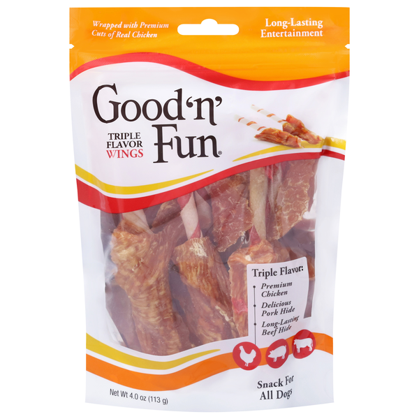 Good 'n' Fun Triple Flavor Wings Chicken Beef Pork Dog Chews