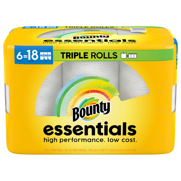 Bounty Essentials Triple Rolls 2-Ply Paper Towels - 6 ct