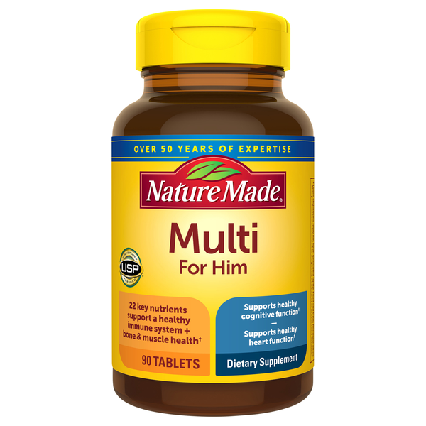 Nature Made Multi for Him No Iron Dietary Supplement Tablets
