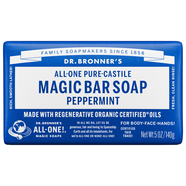 Dr. Bronner's Organic All-One Hemp Peppermint Pure Castile Soap Bar