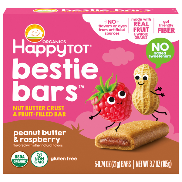 Happy Tot Organics Peanut Butter & Raspberry Bestie Bars - 5 ct