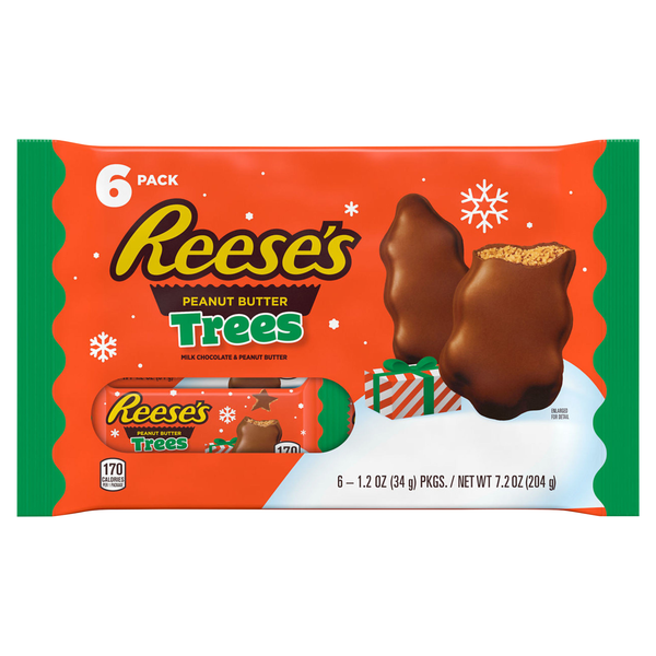 Reese's Milk Chocolate Peanut Butter Cup Trees Christmas Candy - 6 ct