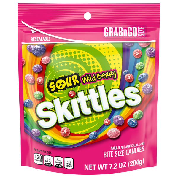 Skittles Sours Wild Berry Grab N Go Bite Size Chewy Candy