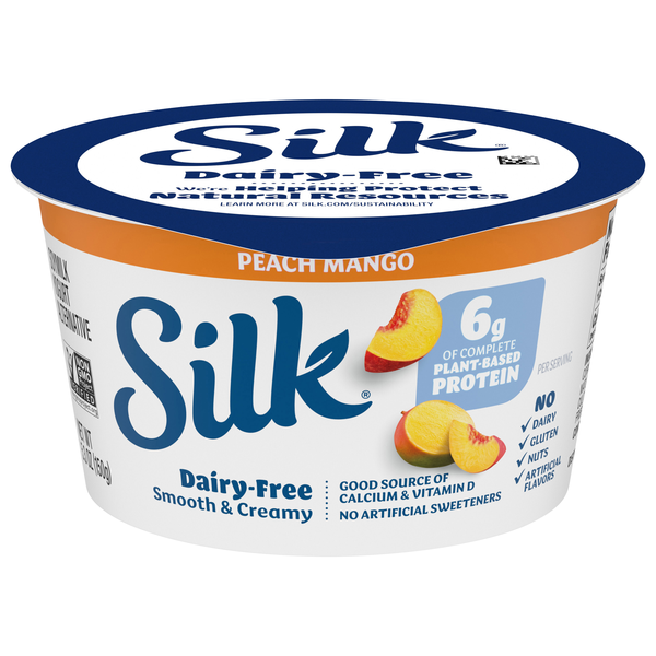 Silk Dairy Free Vegan Peach Mango Soymilk Yogurt Alternative Cup