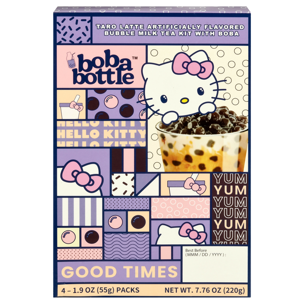 Boba Bottle Taro Latte Bubble Milk Tea Kit with Boba - 4 ct