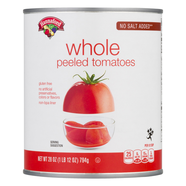 Hannaford No Salt Added Whole Peeled Tomatoes
