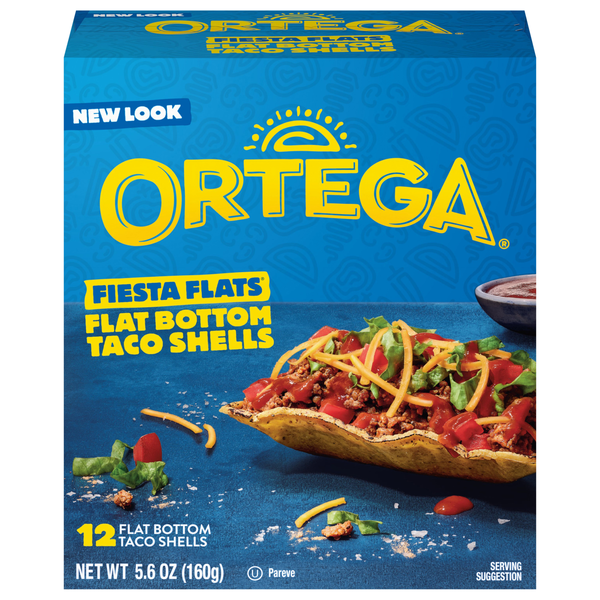 Ortega Fiesta Flats Flat Bottom Hard Taco Shells - 12 ct