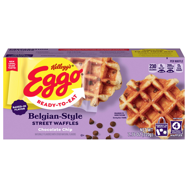 Eggo Ready To Eat Chocolate Chip Belgian-Style Street Waffles - 4 ct