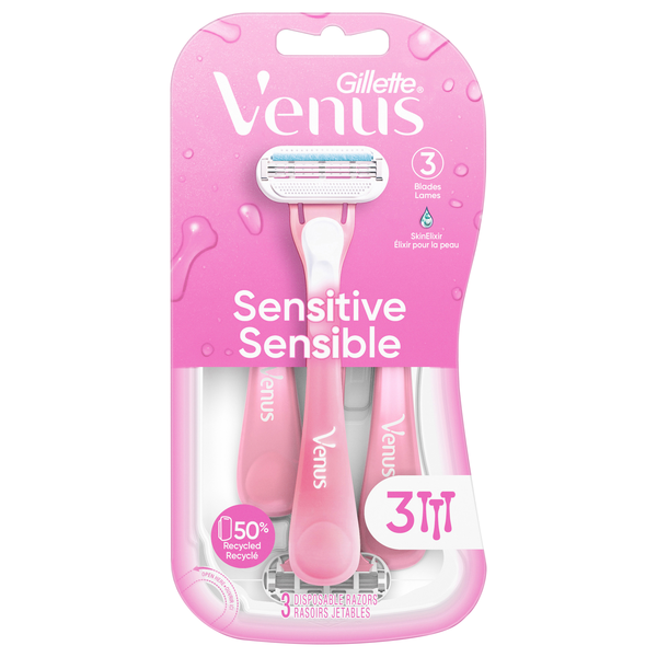 Gillette Venus Razors Sensitive Extra Lubricants 3 Blade Disposable