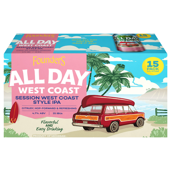 Founders All Day West Coast IPA Beer - 15 pk