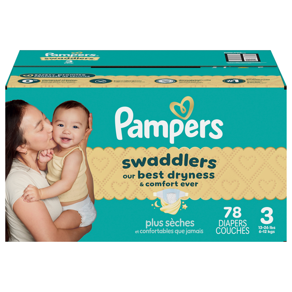 Pampers Swaddlers Size 3 Baby Diapers 16-28 lb