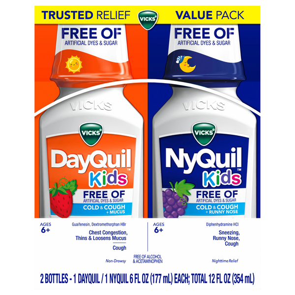 Vicks DayQuil & NyQuil Kids Cold & Cough Multi-Symptom Relief Liquid - 2 ct