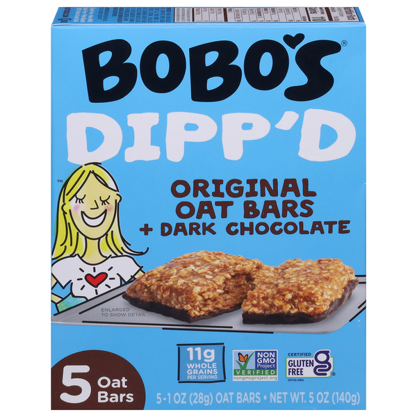 Bobo's Dipp'd Gluten Free Original Oat Bars + Dark Chocolate - 5 ct