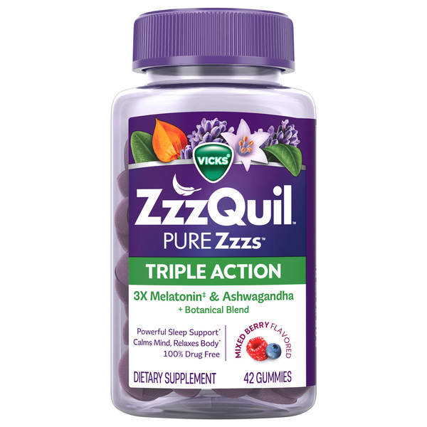 Vicks ZzzQuil Pure Zzzs Blackberry Vanilla Triple Action Melatonin Gummies
